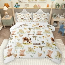 Homewish Farm Animal Cattle Bedding Comforter Set,Cute Pig Sheep Twin Comforter Sets,Rustic Farmhouse Cabin Bedding Set For Boy Girl,Microfiber Bedroom Decor Reversible,2-Piece