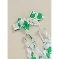 thumbnail image 6 of Bslissey Baby Girls Ireland Festival Clothes Shamrock Print Sleeveless Romper Dress + Bowknot Headband 3M 6M 9M 12M 18M Infant Casual Cute Daily Bodysuit Dress, 6 of 9