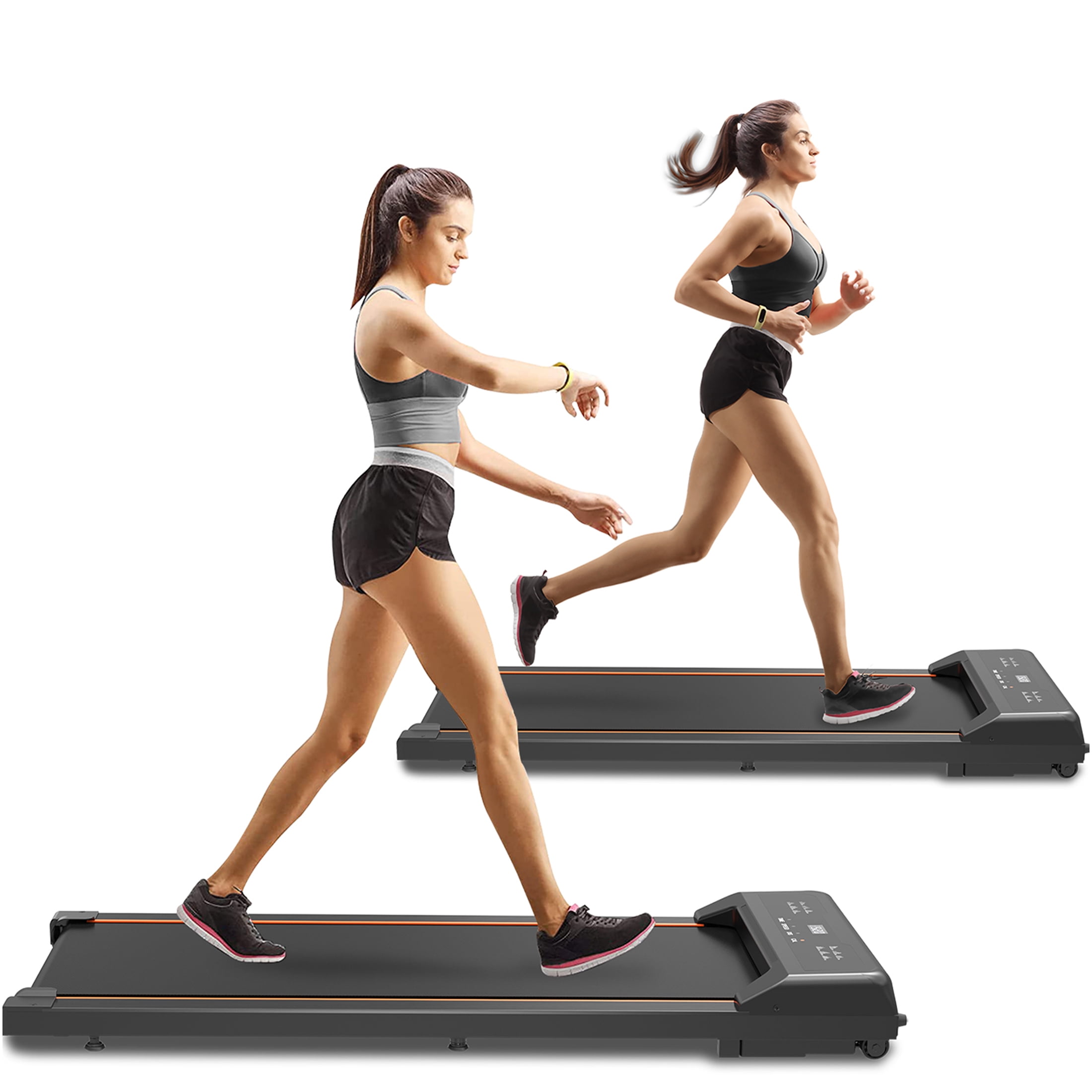 JERFIT Walking Pad Treadmill with Remote, Under Desk Electric Treadmill for Home Office, 2.5HP Portable Walking Machine with LED Display, 265LB Capacity, Black Steel Frame