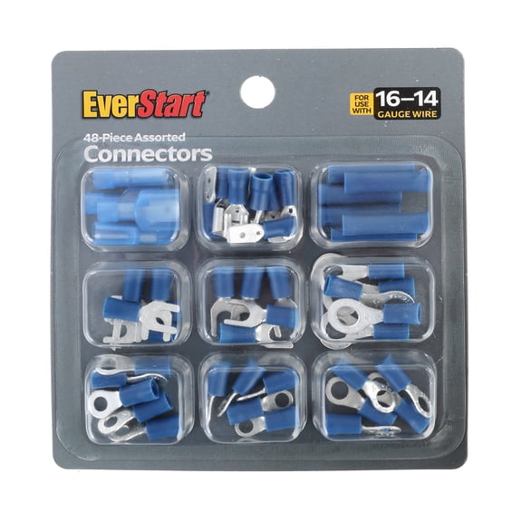 Ever Start 48-Piece Assorted Connectors Kit, Model TD2198TB, Blue, Multi-Specification, UL