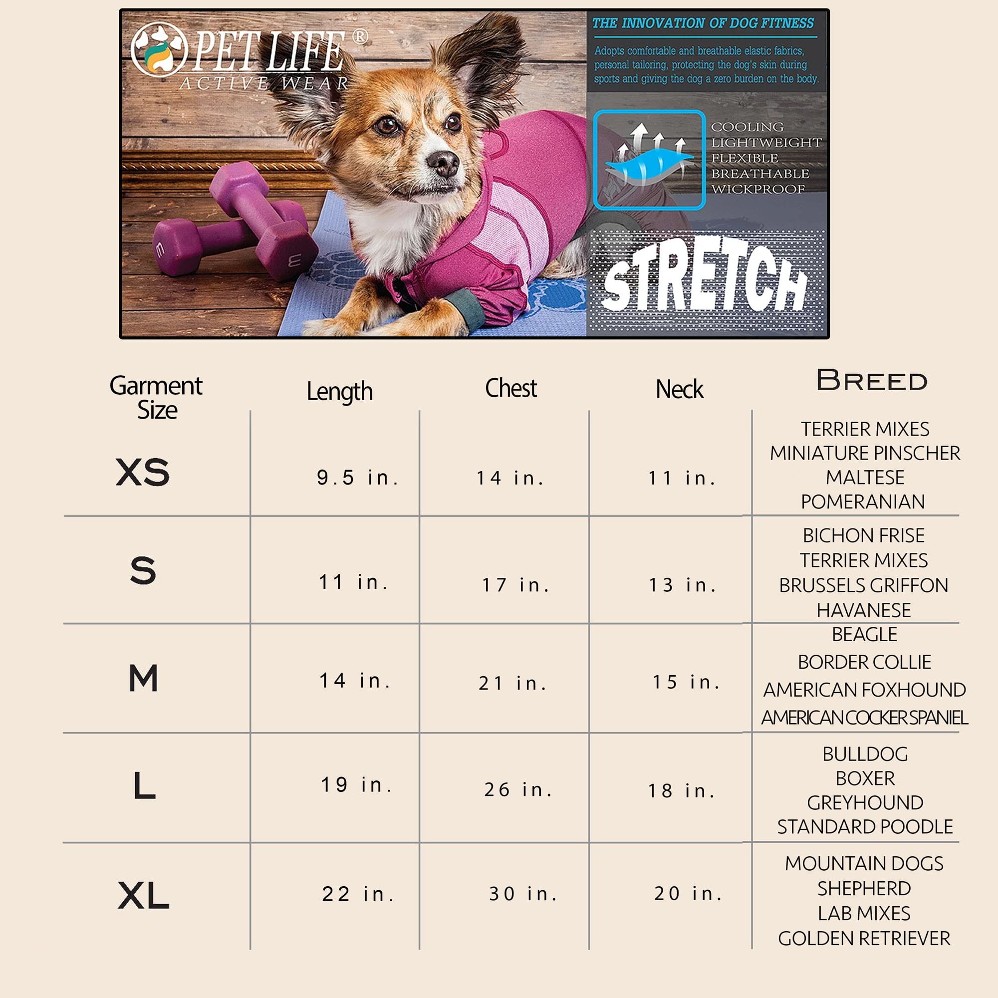 Pet Life ® Active 'Hybreed' 4-Way-Stretch Fitness Performance Dog T-Shirt