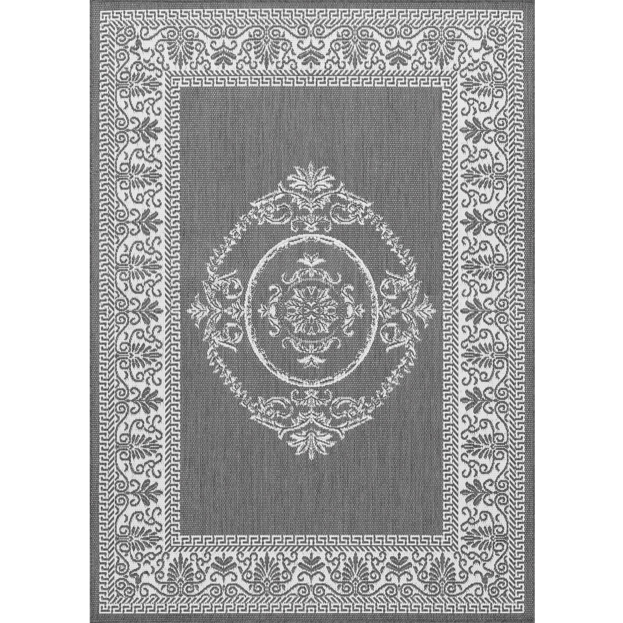 Couristan Recife Antique Medallion Area Rug 5 3 X 7 6 Grey White couristan-recife-antique-medallion-area-rug-5-3-x-7-6-grey-white