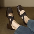 thumbnail image 3 of YOWMNS Women's Elastic Band Flats - Stylish Square Toe Crisscross Ballet Flats, 3 of 5