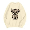 thumbnail image 3 of WEAIXIMIUNG Chandails en Molleton à Col Rond pour Femmes, Designs Mignons, Chandail en Molleton d'Automne et d'Hiver 2025, Col Rond, Mode Imprimé Vache, Manches Longues, Mode Décontractée, Haut de Sortie, 3 of 4