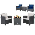 thumbnail image 3 of Costway 3PCS Patio Wicker Furniture Set with Beige & Navy Cushion Covers Balcony, 3 of 9