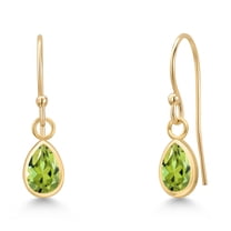 Gem Stone King 14K Yellow Gold Green Peridot Earrings for Women | 0.83 Cttw | Gemstone August Birthstone | Pear Shape 6X4MM