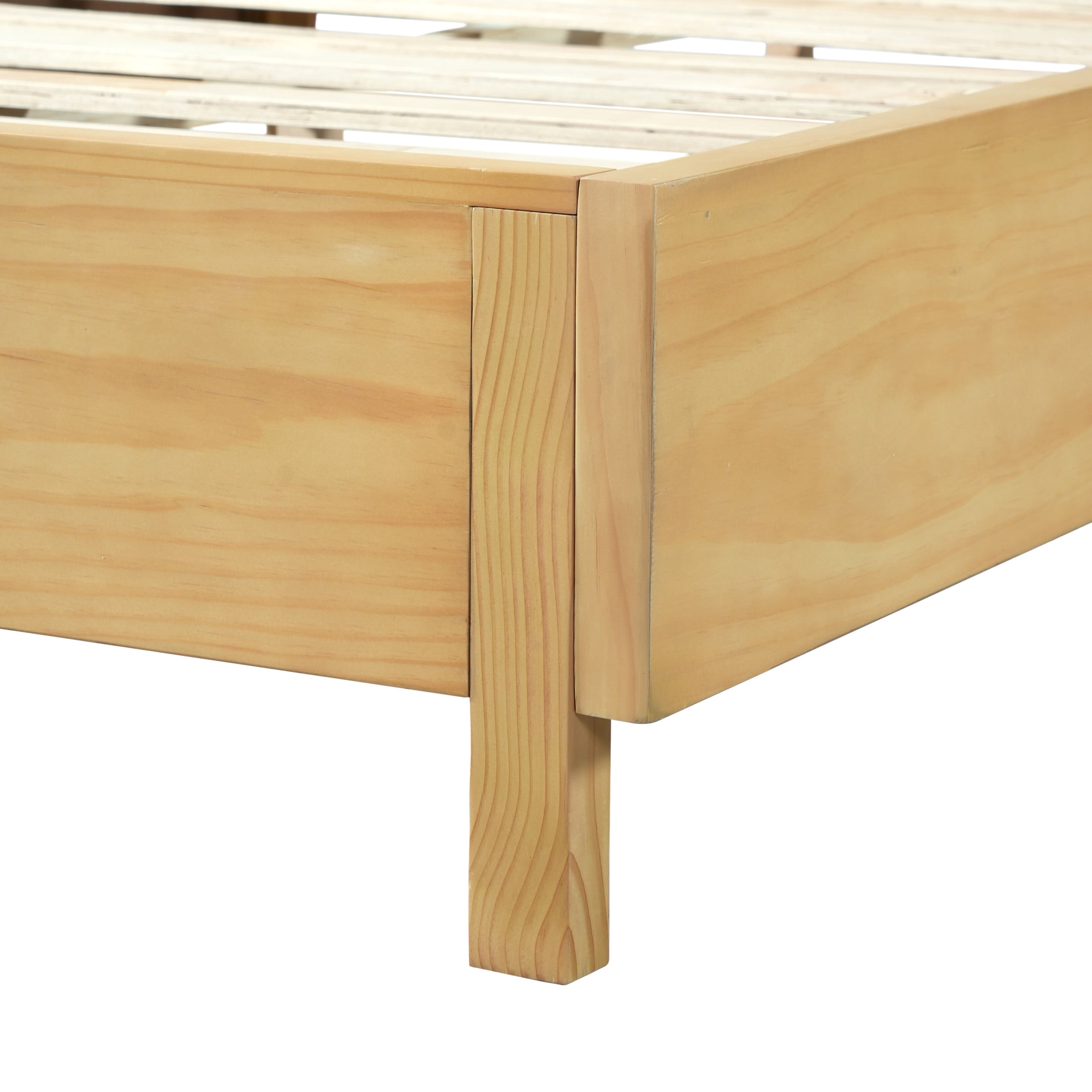 Christopher Knight Home Queen Platform Bed with Slat Headboard, No Box Spring Required, Natural