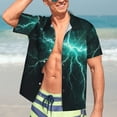 thumbnail image 5 of Lsque Green Lightning Flash pattern Hawaiian Shirt for Men, Unisex Summer Beach Casual Short Sleeve Button Down Shirts-Medium, 5 of 9