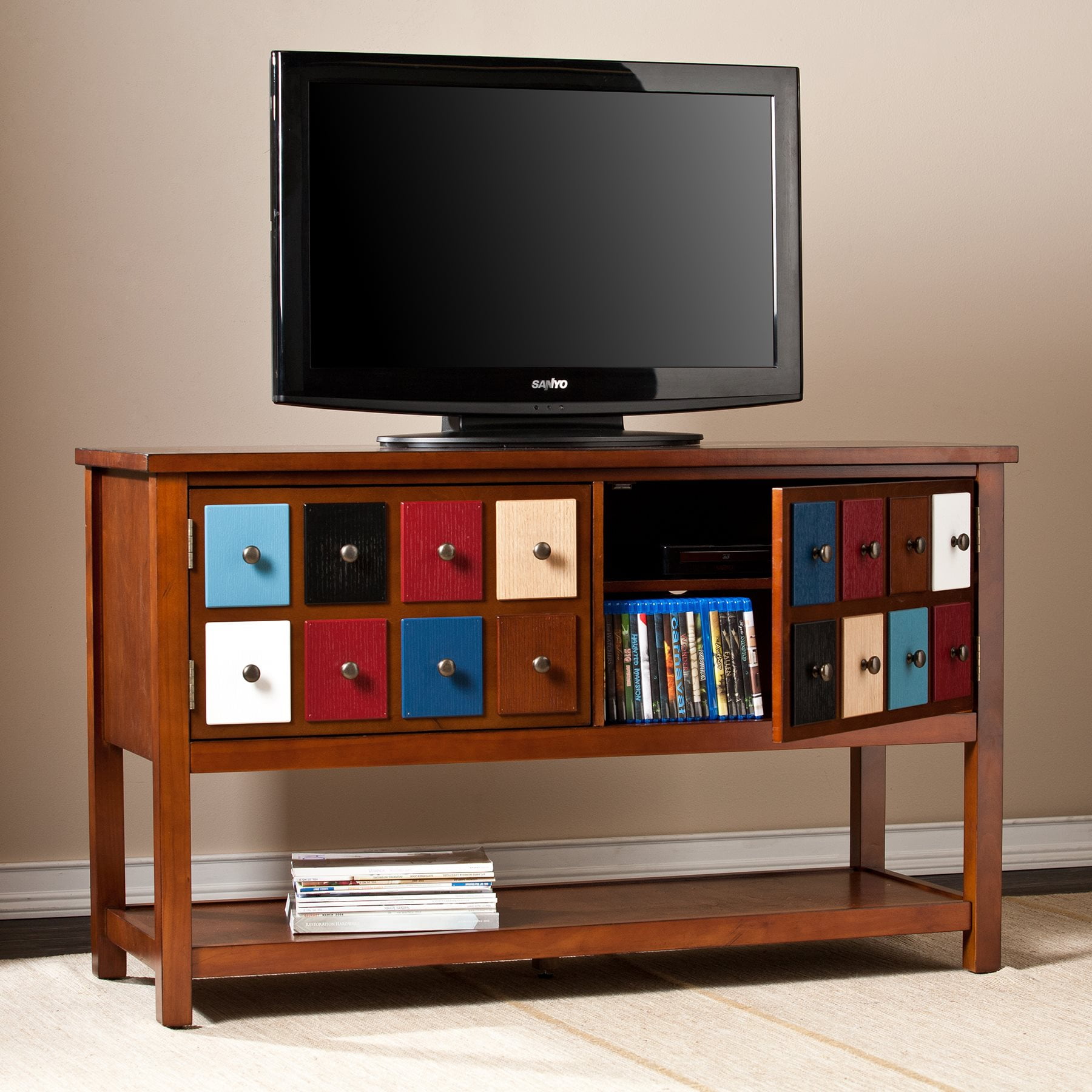 Southern Enterprises Inc Apothecary Console/TV Stand Multicolor W/ Brown Mahogany MS9904