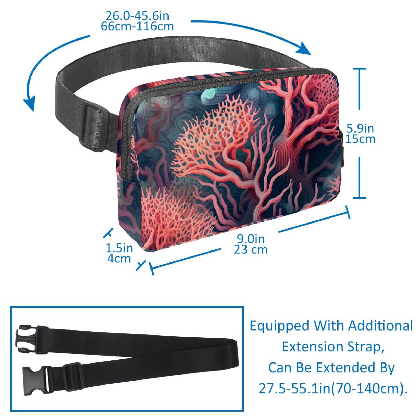 Coral Waist Pack Running Belt Fanny Packs Lightweight Adjustable with Extension Strap Unisex