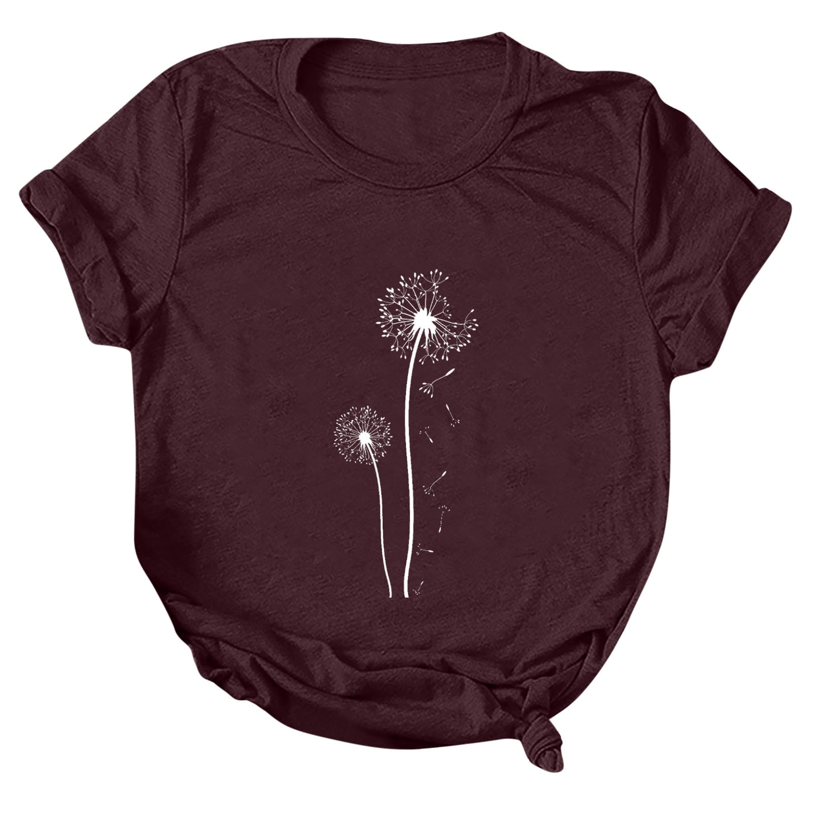 Womens Casual Round Neck Short Sleeve Print T shirt Blouse Summer Cute