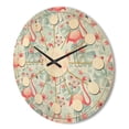thumbnail image 3 of Designart 'Tropical Botanicals, Flamingo and Flowers III' Mid-Century Modern Wood Wall Clock, 3 of 5