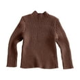 thumbnail image 2 of ZHOGXU Big Girls Sweater Long Sleeved Turtleneck Ribbed Solid Color Knit Soft Stretch Comfortable Top For Casual Daily Wear Coffee 1-2 Years, 2 of 9