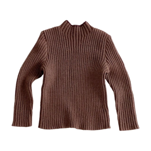 Girls Ribbed Turtleneck Knit Sweater Soft Stretch Breathable Comfortable Winter Fall Layering Top For Toddler Kids