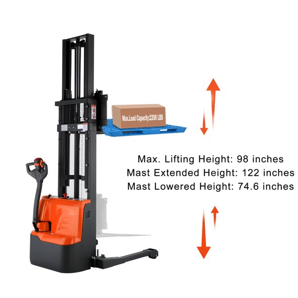 APOLLOLIFT Straddle Legs Stacker Electric Walkie Forklift 2200lb 98in