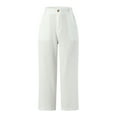 thumbnail image 2 of Eashery Linen Pants for Women High Elastic Waisted Cotton Linen Loose Fit Casual Pants Linen Wide Leg Pants for Women (Solid Color,White,M), 2 of 5
