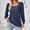 Navy, variant on Babysbule Women's Tops Fashion Solid Color Square Neck Pleated Long Sleeve Loose T-shirt