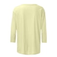 thumbnail image 4 of Birdeem T-Shirt Mode Femme Uni Mi-Longueur Manches 3/4 Blouse Col Rond Hauts Décontractés, 4 of 12