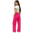 thumbnail image 5 of ZHOGXU Trendy Solid Color Elastic Waist Drawstring Cargo Jogger Wide Leg Kids Girls Pants With Pocket Back To School Wear, 5 of 8
