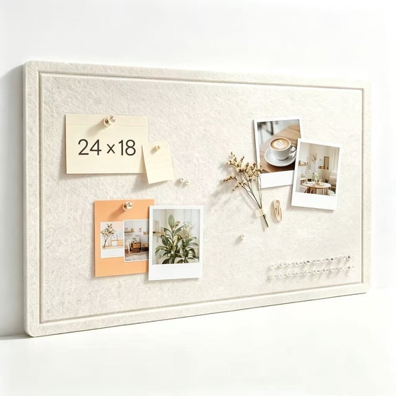 Bulletin Board - 24x18 Inch Foldable Felt Display with 20 Pushpins, Oatmeal