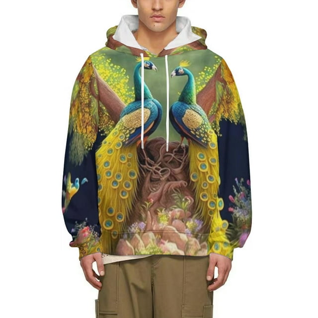 Sweat à Capuche Vintage Imprimé Paon 3d Décontracté