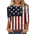 thumbnail image 2 of JTZGDY Womens Independence Day Tops Plus Size Dressy 3/4 Length Seleve American Flag Printed Crewneck Tunic Blouse Trendy Oversized Holiday Patriotic Shirts Multicolor#02 S, 2 of 6