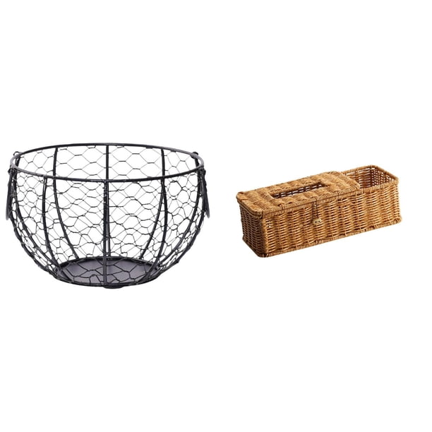 Cesta de huevos,Cesta multiusos para huevos,cesta tejida de alambre de hierro,Cesta de almacenamiento de alambre para huevos Cesta de almacenamiento portátil,Estuche para pañuelos de