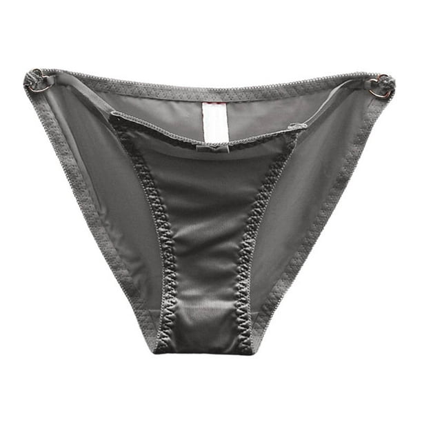 Ropa interior femenina con lazo francés y abertura - Satén sin costuras de cintura baja, tallas M-XL con cintura/longitud - Diseño de braguitas triangulares con botones