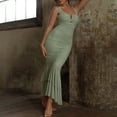 thumbnail image 1 of ALSLIAO Vestido largo elegante con corsé fruncido para mujer, sin mangas, espalda descubierta, con cremallera, para fiesta, verde, talla S, 1 of 8