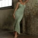 thumbnail image 1 of ALSLIAO Vestido largo elegante con corsé fruncido para mujer, sin mangas, espalda descubierta, con cremallera, para fiesta, verde, talla S, 1 of 8