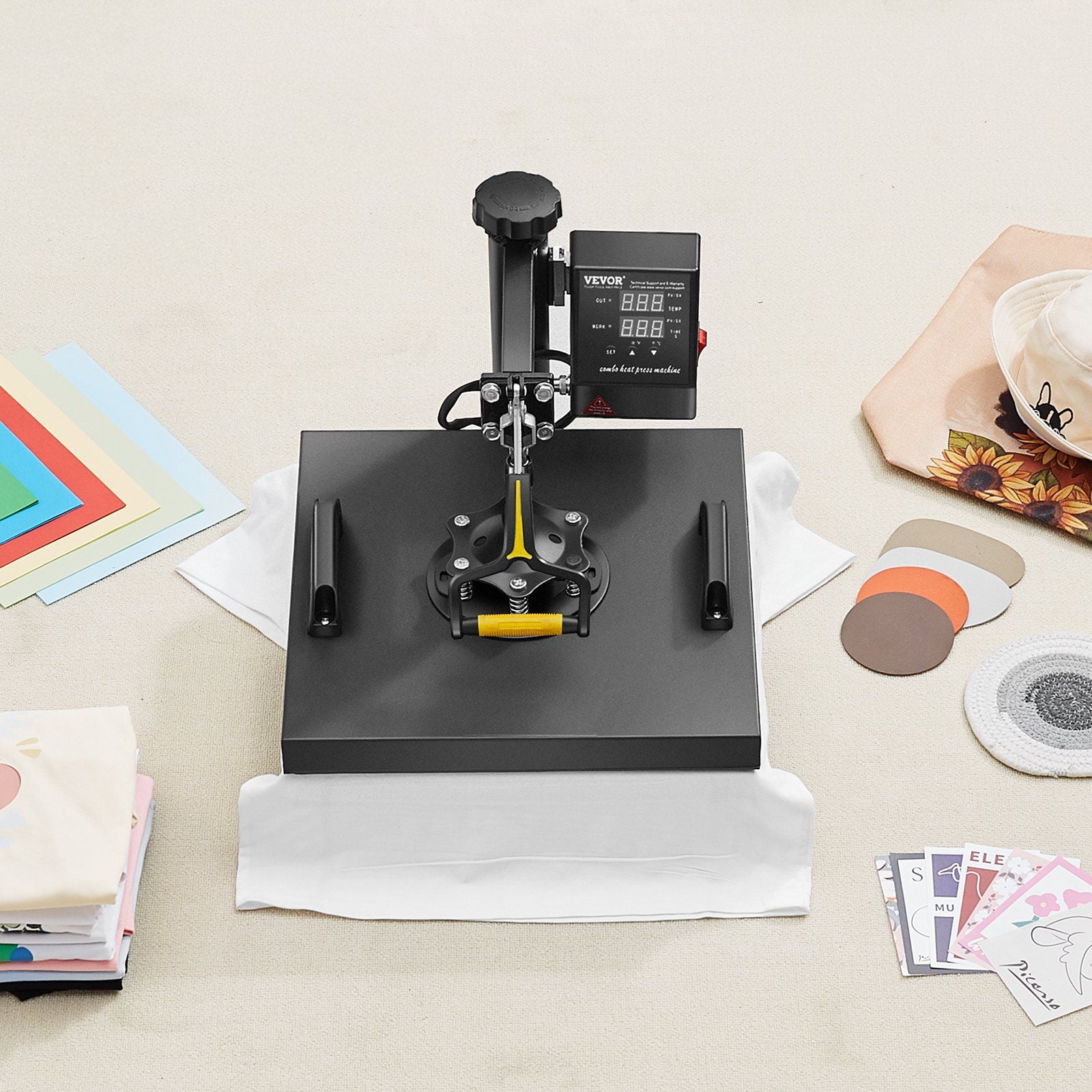 2-in-1 Sublimation Heat Press 15x15 Inch for Custom Apparel & Accessories