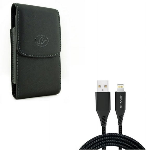 Holster Leather Case Belt Clip w Power Charger Cord 10ft USB Cable L1Y for iPhone XS Max XR 8 PLUS 7 Plus 6S Plus 11 Pro Max 6 Plus