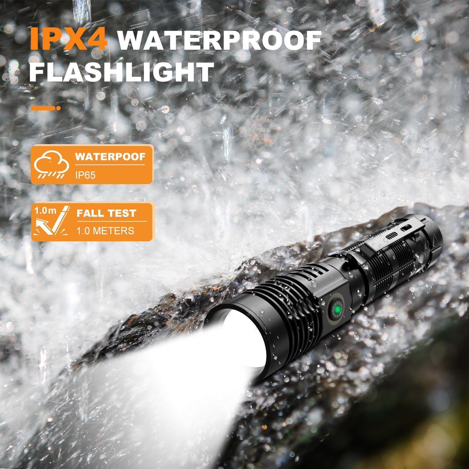 Rechargeable Flashlights，USB Zoomable 5Modes Spotlight Flashlight for Hiking, Camping