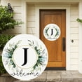 thumbnail image 2 of Clearance! Monogram Letter Welcome Sign for Front Door Rustic Green Floral Family Initial House Warming Decor Spring Summer Wooden Wreath Personalized Sign for House Front Porch 12 Inch, 2 of 9