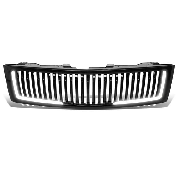DNA Motoring GRF-LB-002-T2-BK For 2007 to 2013 Chevy Silverado 1500 Glossy Black LED DRL Vertical Front Bumper Grille Grill 08 09 10 11 12 13