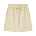 thumbnail image 3 of SRZYMJ Bermuda Shorts for Men Knee Length Elastic Waist Drawstring Loose Wide Leg Shorts Summer Casual Beach Clothes, 3 of 7
