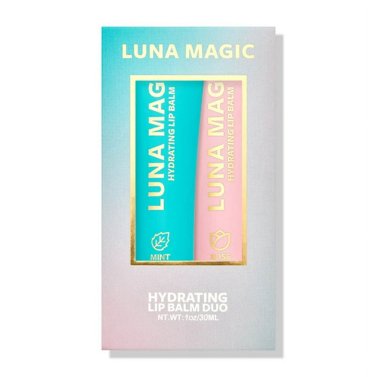 Luna Magic Hydrating Lip Balm Duo, Mint and Rose, 2 Pack, 30ml
