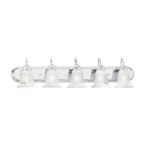 Elk Home Homestead 5-Light Chrome 36-Inch Wide Vanity Light with Alabaster Glass