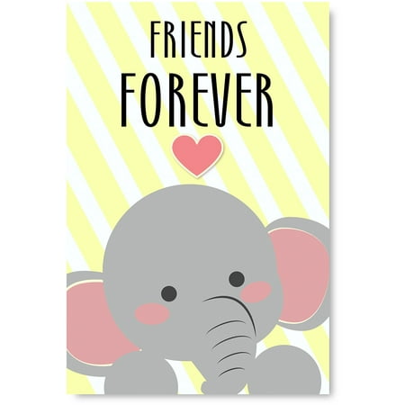 Awkward Styles Friends Forever Poster Art Elephant Illustration Kids Room Wall Art Baby Room Art Funny Decor for Kids Animals Picture Newborn Baby Room Wall Decor Safari Wallpapers Made in (Wallpaper For Best Friends Forever)