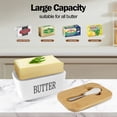 thumbnail image 4 of Butter Dish with Bamboo Lid for Countertop,Stainless Steel Butter Knife and Silicone Sealing Butter Dishes,Ceramic Butter Dishes with Covers,White, 4 of 12