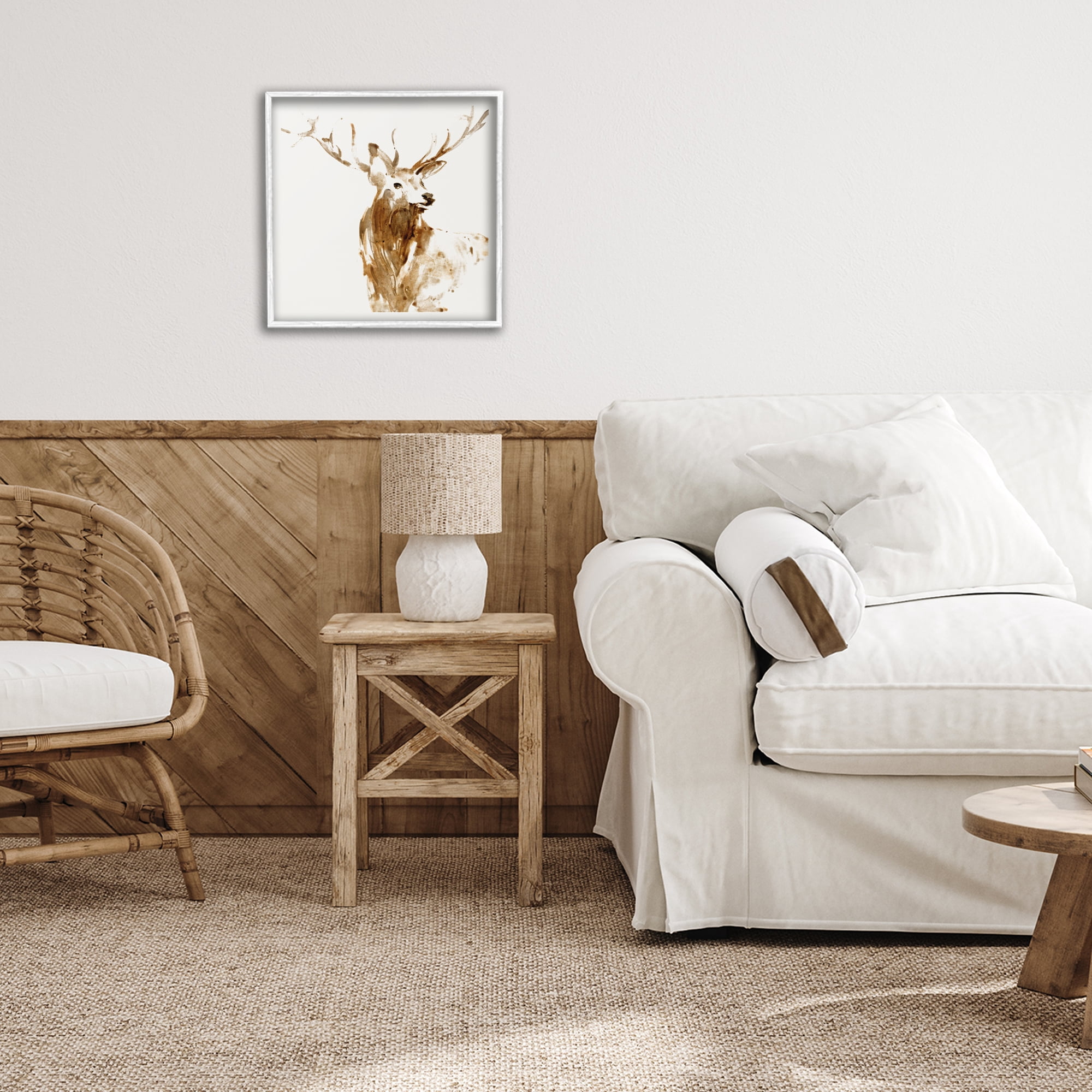 Stupell Industries Deer Portrait Head Shot White Framed Giclee Art, design by Lorenzo Collective