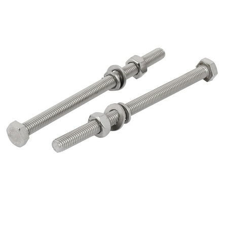

Unique Bargains 2 Set M8x130mm 304 Stainless Steel Hex Bolts w Nuts and Washers Assortment Kit