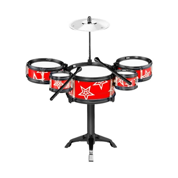Simulación de tambores de juguete para niños, tambor de Jazz, juguetes musicales, educación temprana, juguetes de aprendizaje preescolar, conjunto de Rojo