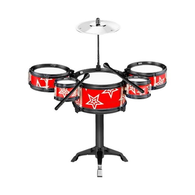 Simulación de tambores de juguete para niños, tambor de Jazz, juguetes musicales, educación temprana, juguetes de aprendizaje preescolar, conjunto de Rojo