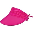 thumbnail image 3 of Panama Jack Women's Sun Visor Hat - Lightweight, Packable, Adjustable Tie, 4" Wide Floating Big Brim with Embroidered Logo (Fuchsia), 3 of 9