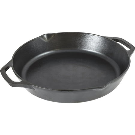 Lodge 12” Seasoned Cast Iron Dual Handle Pan, L10SKL, 12 Inch (Best Oil For Curing Cast Iron)