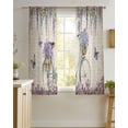 thumbnail image 4 of Purple Flowers Sheer Curtains 54 Inch Length 2 Panels Set for Living Room/Bedroom, Weeping Spring Floral Bicycle Retro Art Kitchen Curtains Grommet Semi-Sheer Curtains Window Treatments 42"x54"x2, 4 of 7
