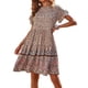 thumbnail image 3 of SAYOO Vestido de manga corta para mujer, estampado floral vintage, cuello redondo, botón trasero, vestido de playa de vacaciones de verano SAYOO  Moda, 3 of 5