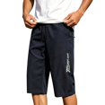 thumbnail image 7 of Xdegoge Mens Workout Capri Shorts Below Knee Length Elastic Waist Drawstring with Zipper Pockets Quick Dry Lightweight Athletic Running Gym Training Activewear, 7 of 7