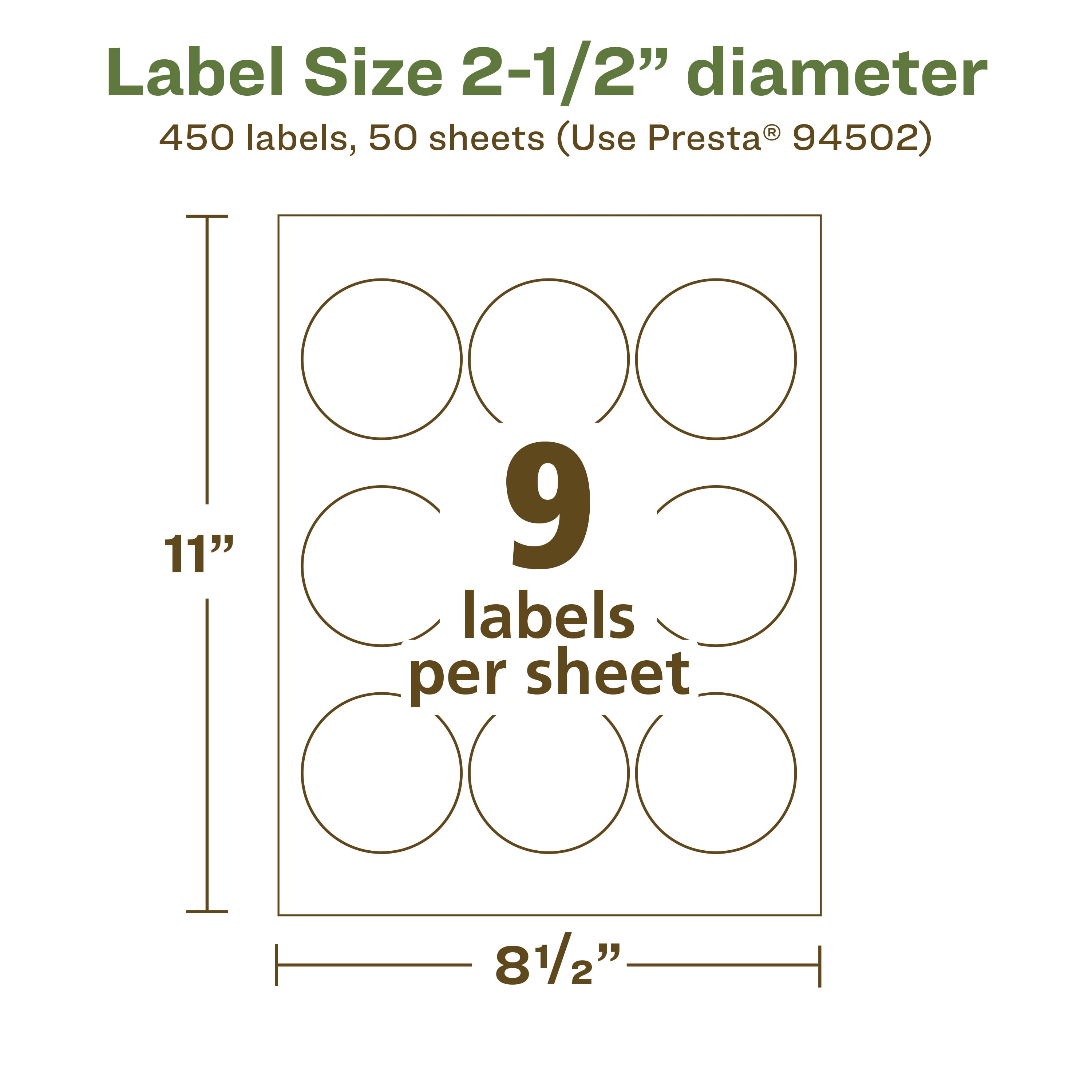 Avery EcoFriendly Round Labels, 2-1/2" Diameter, 450ct